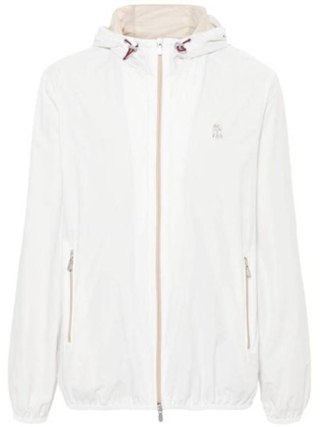 Embroidered Logo Zip-up Hoodie White - BRUNELLO CUCINELLI - BALAAN 2