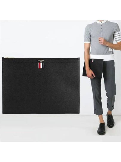 Medium Document Holder Clutch Bag Black - THOM BROWNE - BALAAN 2