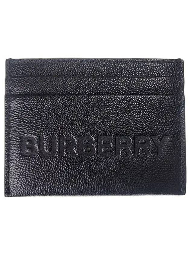 Logo Embossed Grainy Leather Card Wallet Black - BURBERRY - BALAAN 2