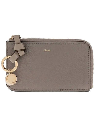 Charm Leather Zipper Card Wallet Grey - CHLOE - BALAAN 1