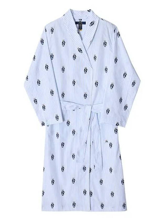 Bear Stripe Robe Blue - POLO RALPH LAUREN - BALAAN 1