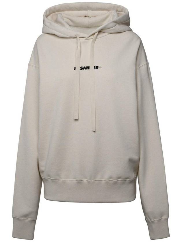 Logo Print Cotton Hoodie Cream - JIL SANDER - BALAAN 2