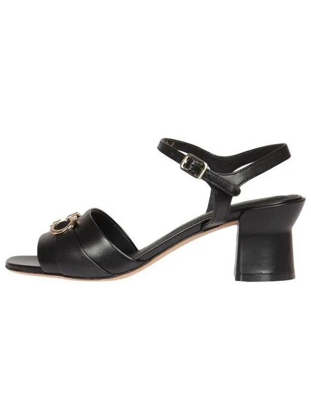 Double Gancini Sandal Heels Black - SALVATORE FERRAGAMO - BALAAN 6