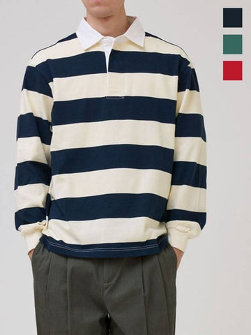 Classic Rugby Striped Long Sleeve T-Shirt 3 Colors - EXCONTAINER - BALAAN 1