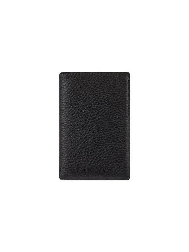 Men s Grainy Leather Credit Card Holder Black - EMPORIO ARMANI - BALAAN 1