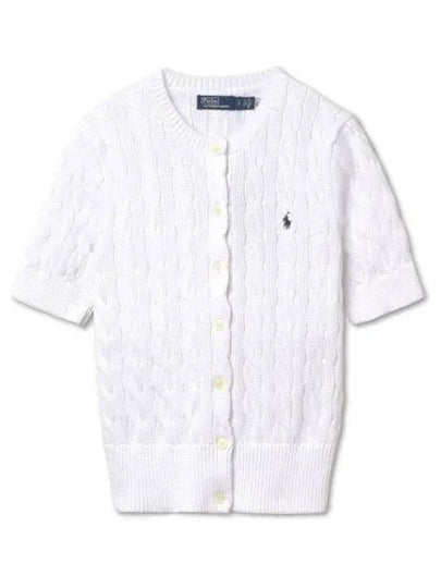 W cable knit short sleeve cardigan white - POLO RALPH LAUREN - BALAAN 2