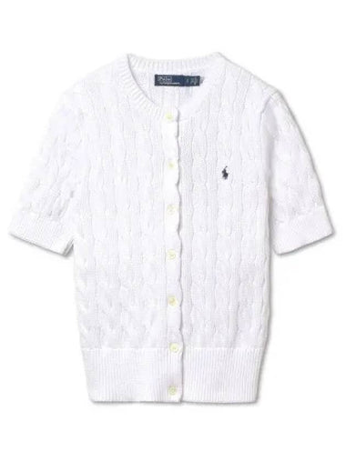 W cable knit short sleeve cardigan white - POLO RALPH LAUREN - BALAAN 1