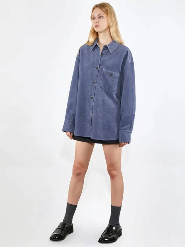 Oversized corduroy washed shirt blue 0080 - VOYONN - BALAAN 7