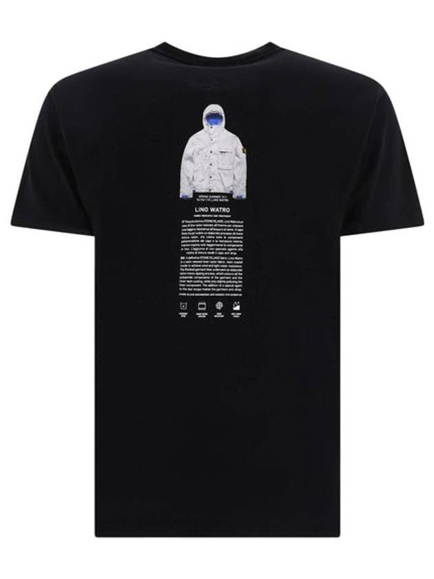 Archivio Project Lino Watro Cotton Jersey Short Sleeve T-Shirt Black - STONE ISLAND - BALAAN 3