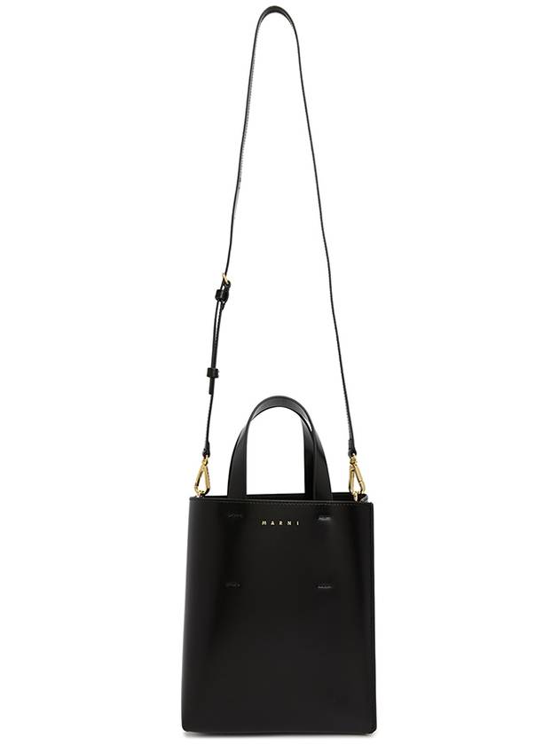 Museo Leather Logo Mini Tote Bag Black - MARNI - BALAAN 10