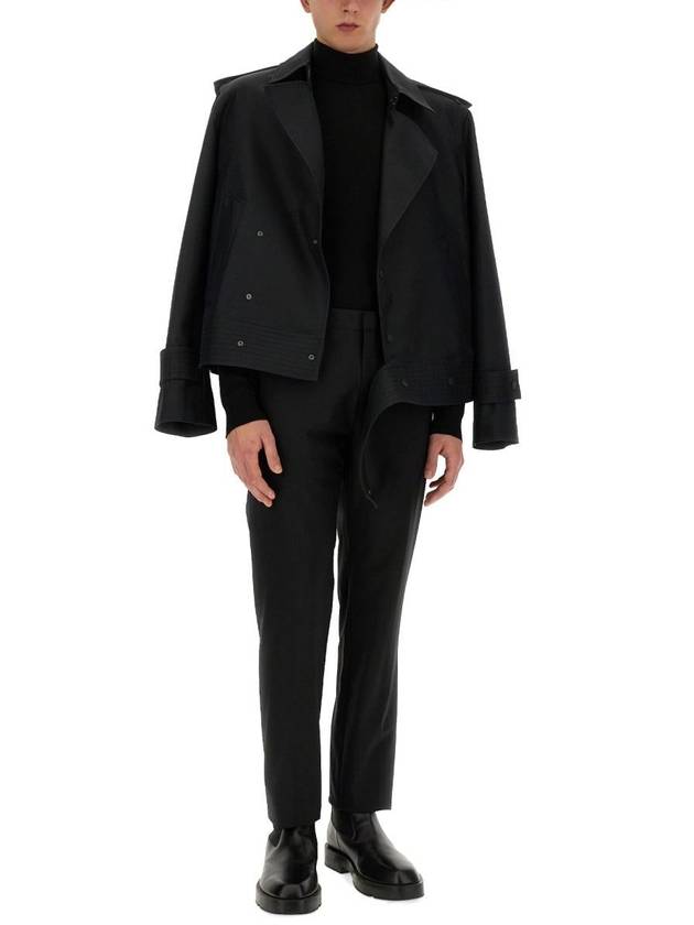 Silk Blend Trench Jacket Black - BURBERRY - BALAAN 3