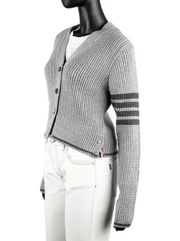 Diagonal wool crop cardigan 270438 - THOM BROWNE - BALAAN 1