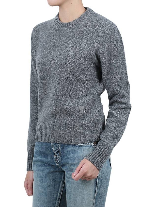 Heart Logo Cashmere Knit Top Grey - AMI - BALAAN 4