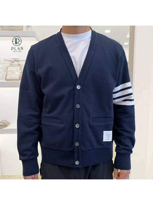 Classic V-Neck 4 Bar Stripe Cardigan Navy - THOM BROWNE - BALAAN 2