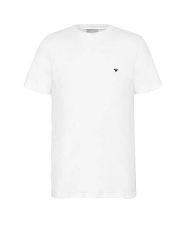 Embroidered Bee Cotton Jersey Short Sleeve T-Shirt White - DIOR - BALAAN 1