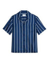 Striped Short Sleeve Shirt Nautic Blue - AMI - BALAAN 2