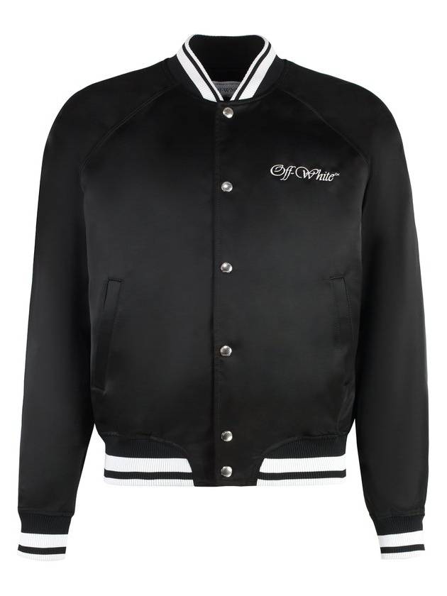 College Straight Hem Bomber Jacket Black - OFF WHITE - BALAAN 1