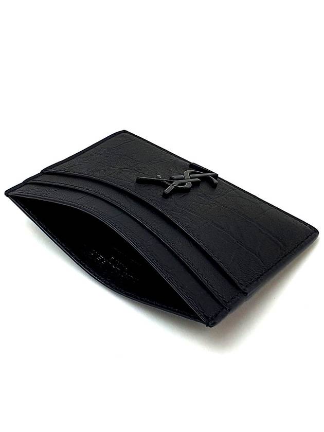 Monogram Crocodile Leather Card Wallet Black - SAINT LAURENT - BALAAN 5