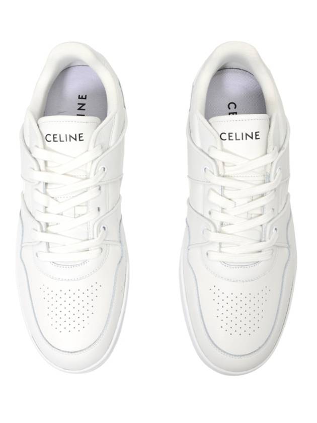 Men's Lace Up Calfskin Low-Top Sneakers Optic White - CELINE - BALAAN 7