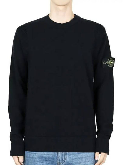 Compass Badge Crewneck Virgin Wool Knit Top Navy - STONE ISLAND - BALAAN 2