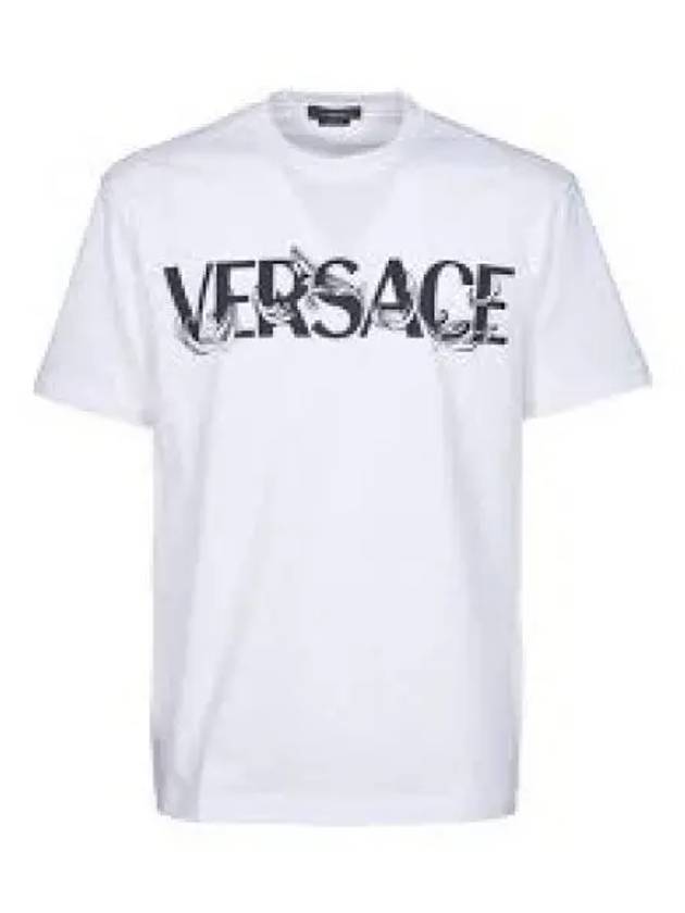 Men's Barocco Silhouette Logo Short Sleeve T-Shirt White - VERSACE - BALAAN 2