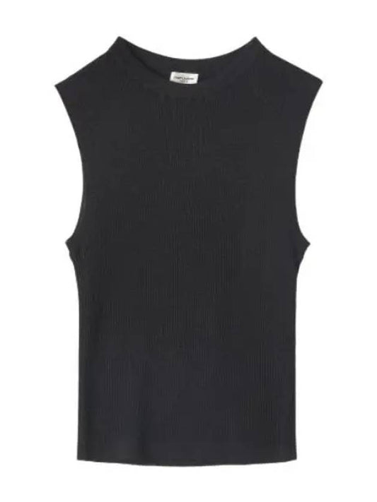 Sleeveless cropped t shirt black tank top - SAINT LAURENT - BALAAN 1