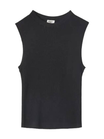 Rib Knit Sleeveless Black - SAINT LAURENT - BALAAN 2