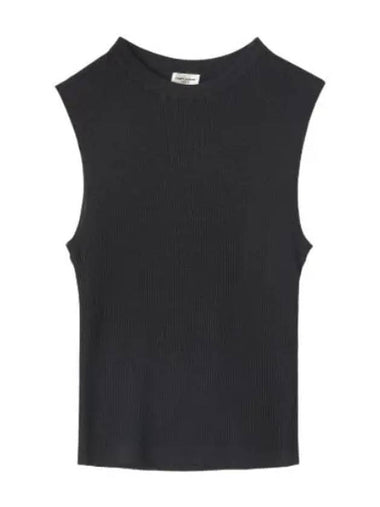 sleeveless cropped t shirt black - SAINT LAURENT - BALAAN 1