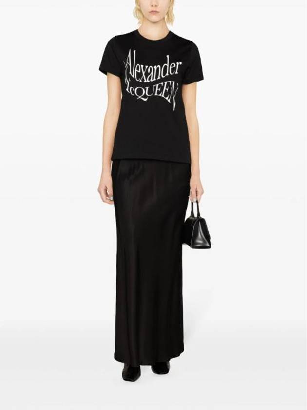 Logo Printed Crewneck Short Sleeve T-Shirt Black - ALEXANDER MCQUEEN - BALAAN 3