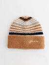 Logo Striped Wool Beanie Brown Women s - GANNI - BALAAN 1