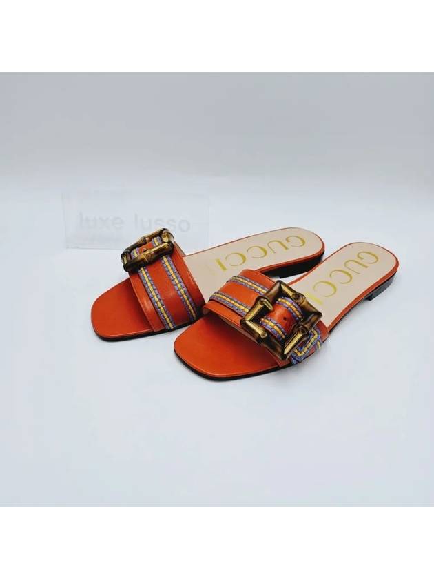 Women's Buckle Slippers Orange - GUCCI - BALAAN 2