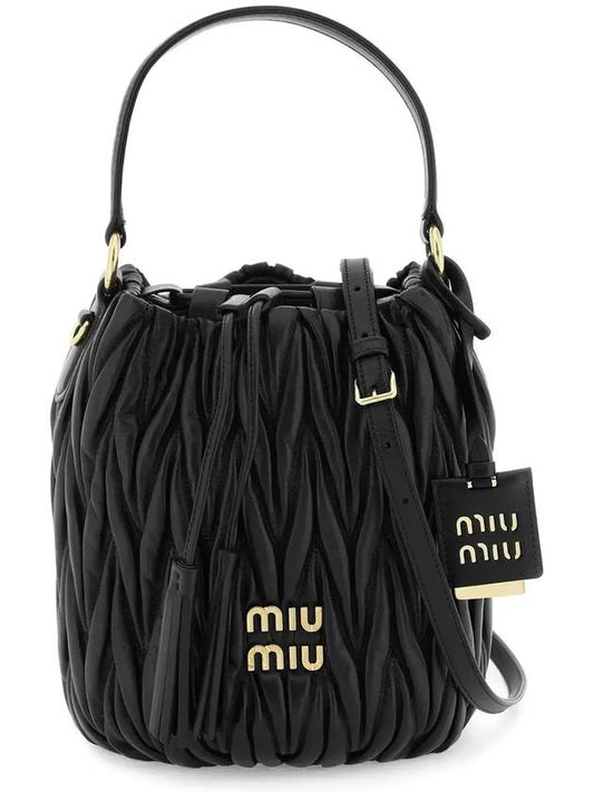 Matelasse Nappa Leather Bucket Bag Black - MIU MIU - BALAAN 2