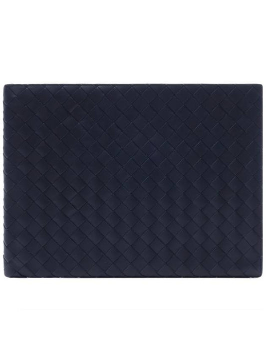 Intrecciato Half-Zip Clutch Bag Navy - BOTTEGA VENETA - BALAAN 2