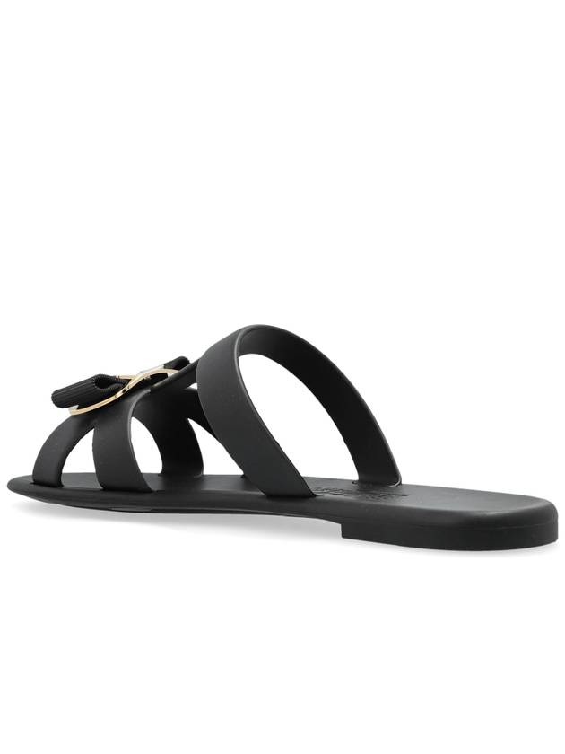 FERRAGAMO Rubber Slides With Application, Women's, Black - SALVATORE FERRAGAMO - BALAAN 5