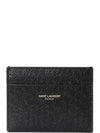 Embossed Logo Leather Card Wallet Black - SAINT LAURENT - BALAAN 2