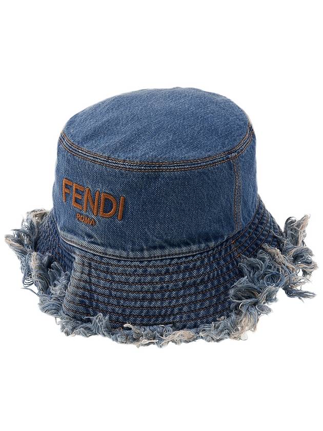 Embroidered Logo Denim Bucket Hat Blue - FENDI - BALAAN 11