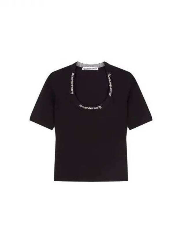 t logo trim bodycon tshirt black 271803 - ALEXANDER WANG - BALAAN 1