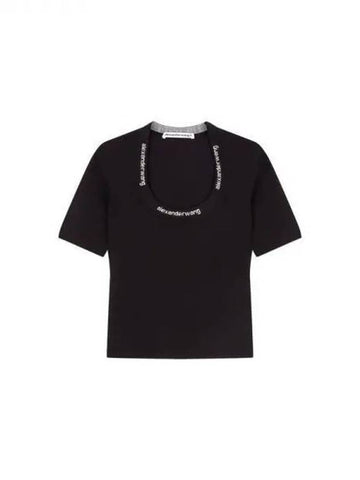 t logo trim bodycon tshirt black 271803 - ALEXANDER WANG - BALAAN 1