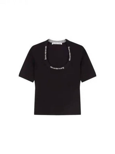 alexanderwang t Logo Trim Bodycon Shirt Black 270753 - ALEXANDER WANG - BALAAN 1