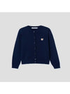 Fox Head Patch Adjusted Round Neck Cardigan Navy - MAISON KITSUNE - BALAAN 3