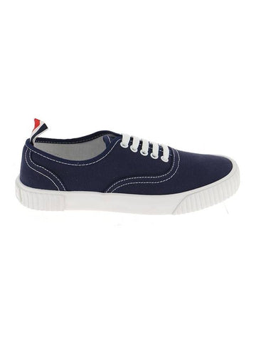 Women's Heritage Cotton Canvas Low Top Sneakers Navy - THOM BROWNE - BALAAN 1