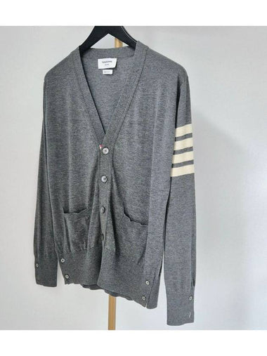 Diagonal armband merino wool cardigan gray size 3 - THOM BROWNE - BALAAN 1