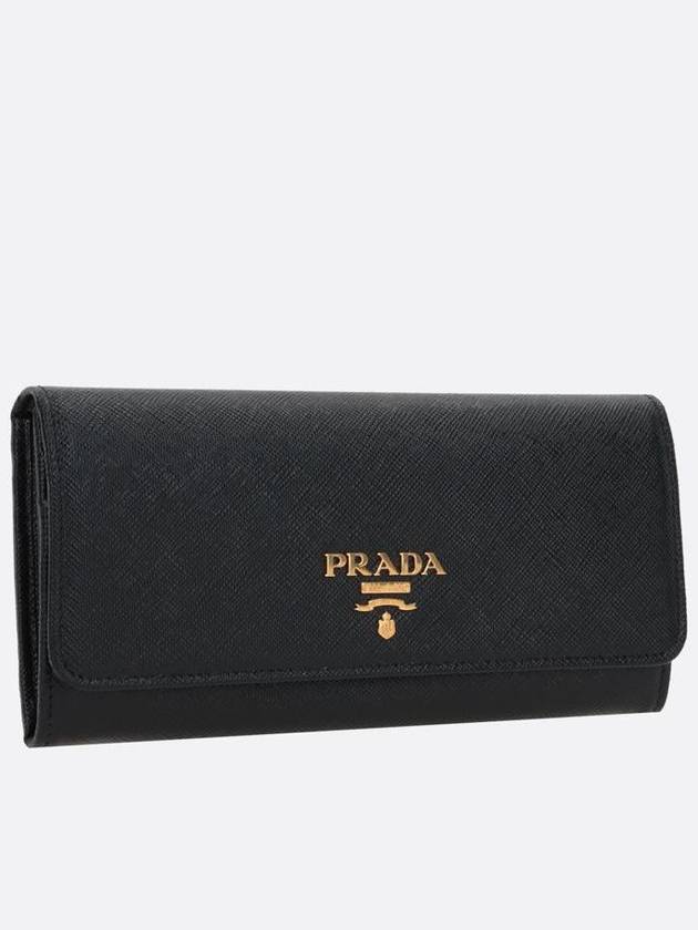 Metal Logo Saffiano Long Wallet Black - PRADA - BALAAN 4