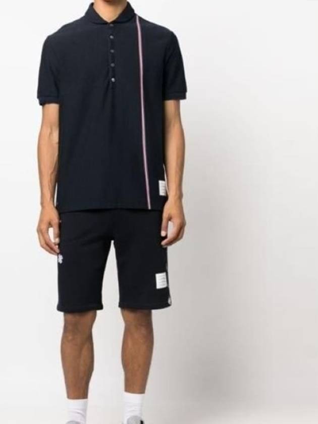 RWB Stripe Polo Shirt Navy - THOM BROWNE - BALAAN 7