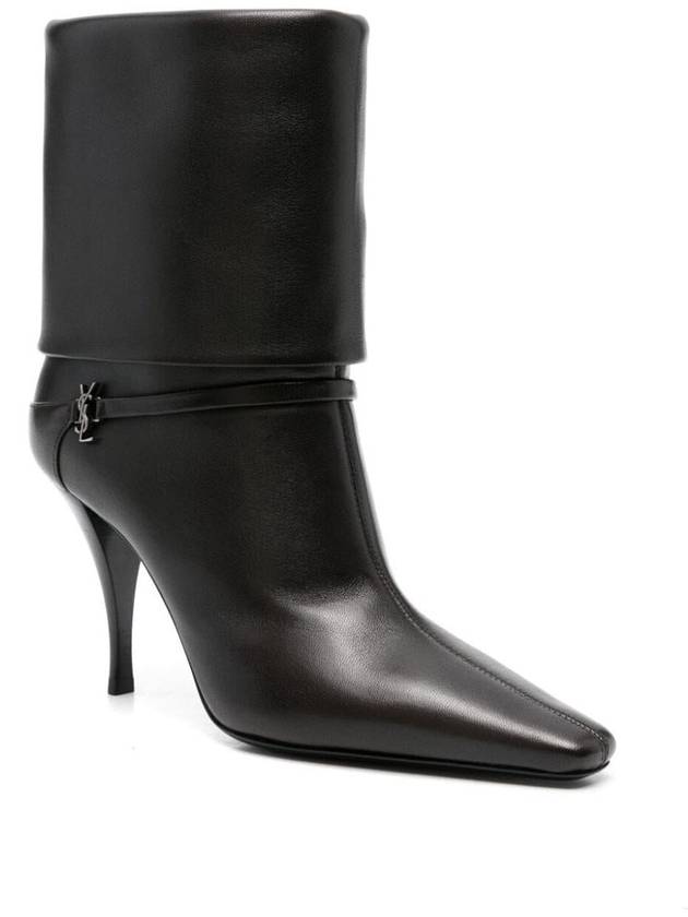 Niki Leather Ankle Boots Eagle Brown - SAINT LAURENT - BALAAN 3