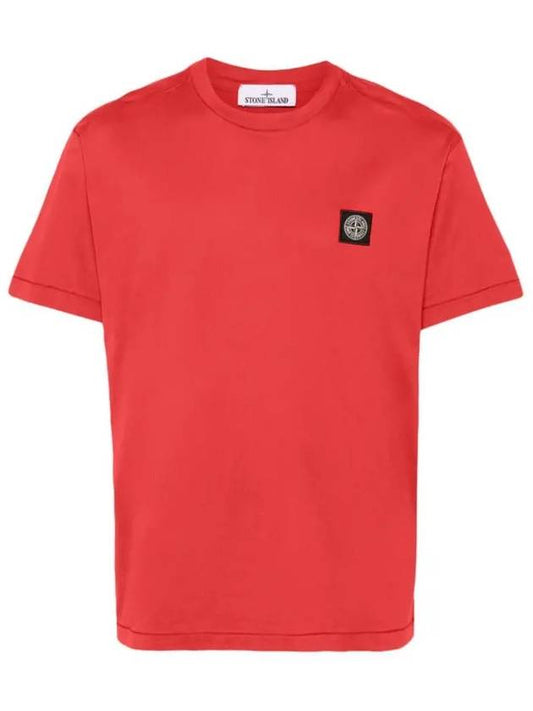 Logo Patch Short Sleeves T-Shirt Red - STONE ISLAND - BALAAN 2