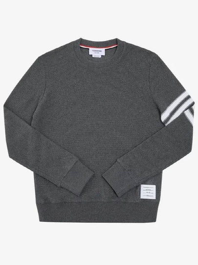 4 Bar Stripe Open Raschel Stitch Sweatshirt Grey - THOM BROWNE - BALAAN 2