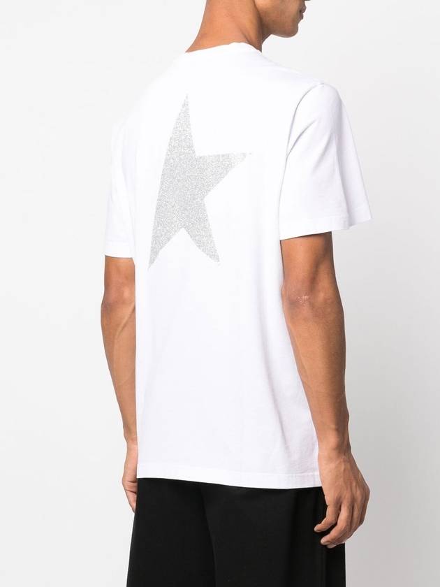 Men's Gold Star Glitter Logo Short Sleeve T-Shirt White - GOLDEN GOOSE - BALAAN 2