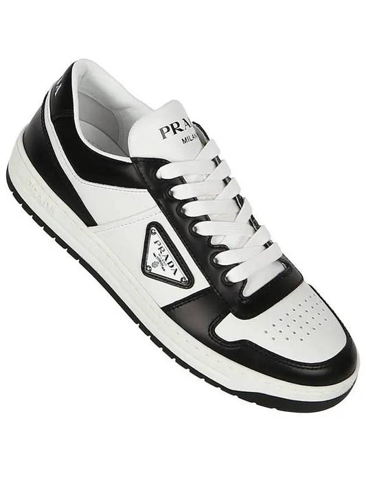 Downtown Perforated Leather Low Top Sneakers White Black - PRADA - BALAAN 2