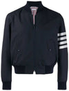 Diagonal Striped Knit Rib Blouson Bomber Jacket Navy - THOM BROWNE - BALAAN 3